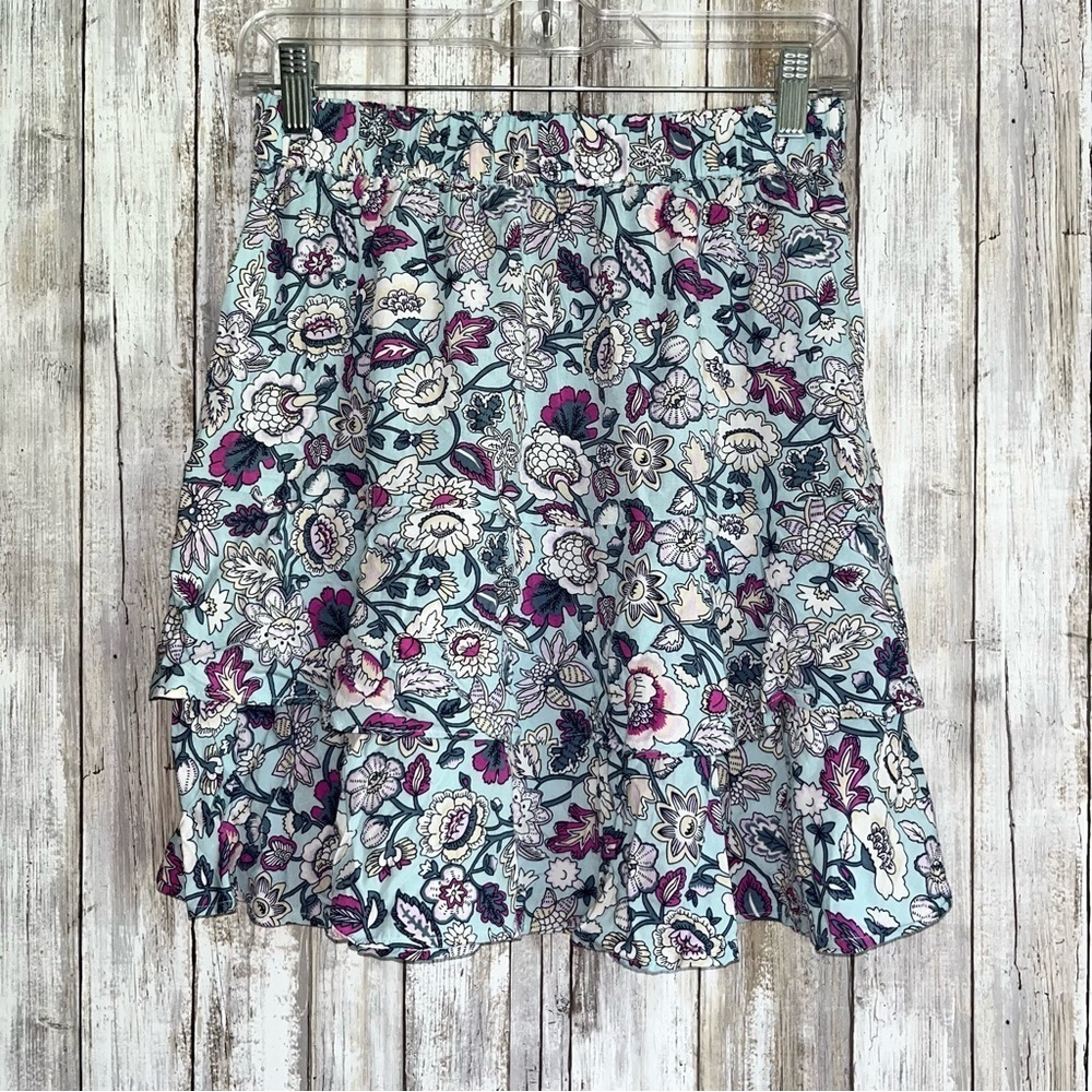 Loft Light Blue Layered Floral Skirt